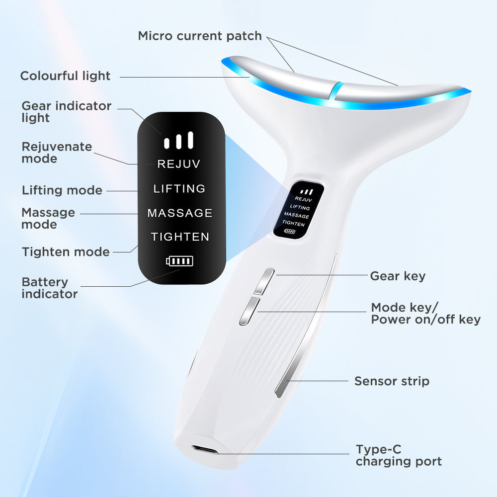 HailiCare Microcurrent Neck Beauty Device with 3 Massage Modes Lifting Firming Massage Beauty Instrument Tighten Skin Care Tool Vibration Facial Massager LED Facial Chin Lifting Machine HailiCare Health & Beauty