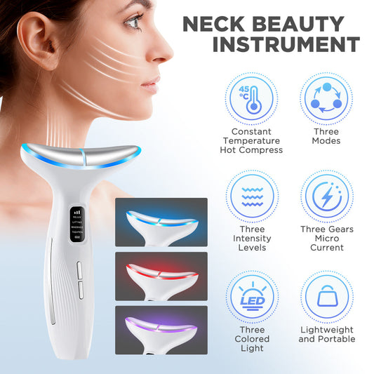HailiCare Microcurrent Neck Beauty Device with 3 Massage Modes Lifting Firming Massage Beauty Instrument Tighten Skin Care Tool Vibration Facial Massager LED Facial Chin Lifting Machine HailiCare Health & Beauty
