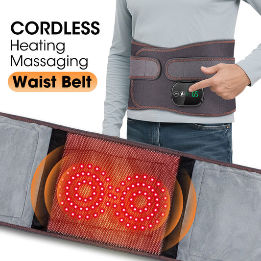 Hailicare Heating Massage Belt for Back Pain Relief, Red Light Therapy Hot Compress Cordless Heating Pad for Period Cramps Waist Pain Men & Women Winter Gifts HailiCare