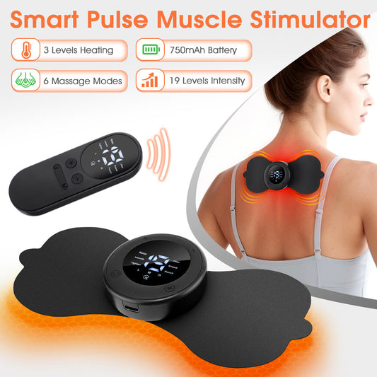 HailiCare Wireless Heating Pulse Muscle Stimulator Electric Cervical Massage Patch Low Frequency Pulse Massage Pad Neck Massager 6 Modes LCD Display Neck Stretcher Portable Mini Muscle Massager Neck Back Leg Muscle Stimulator HailiCare Health & Beauty