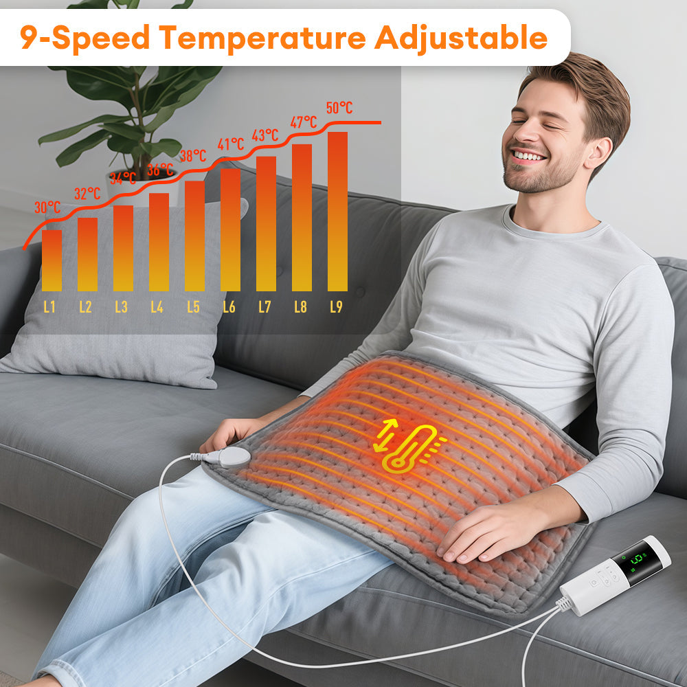Electric Heating Pad for Back and Period Cramps Relief 9 Heat Levels 4 Timer Settings Soft Hot Heated Pad for Abdomen Shoulder Knee Legs Machine Washable Auto Shut Off HailiCare Health & Beauty