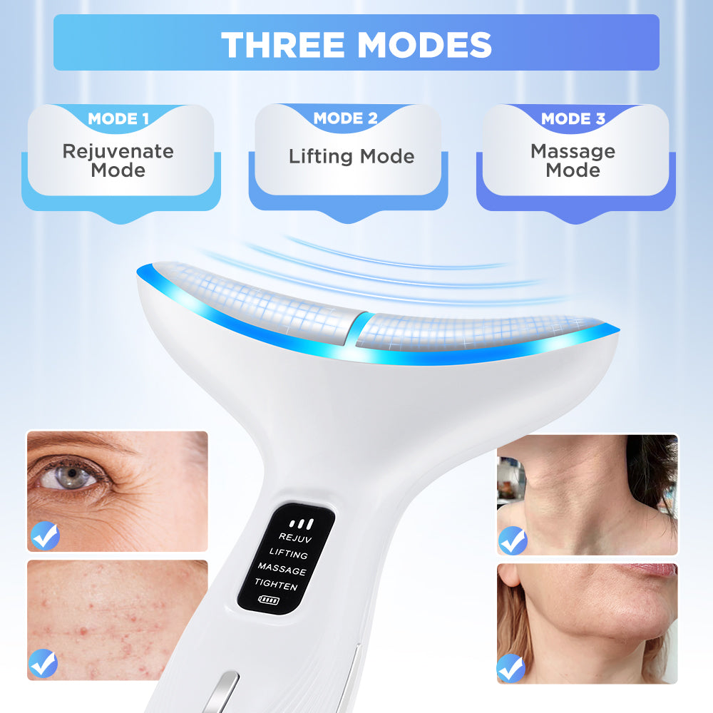HailiCare Microcurrent Neck Beauty Device with 3 Massage Modes Lifting Firming Massage Beauty Instrument Tighten Skin Care Tool Vibration Facial Massager LED Facial Chin Lifting Machine HailiCare Health & Beauty