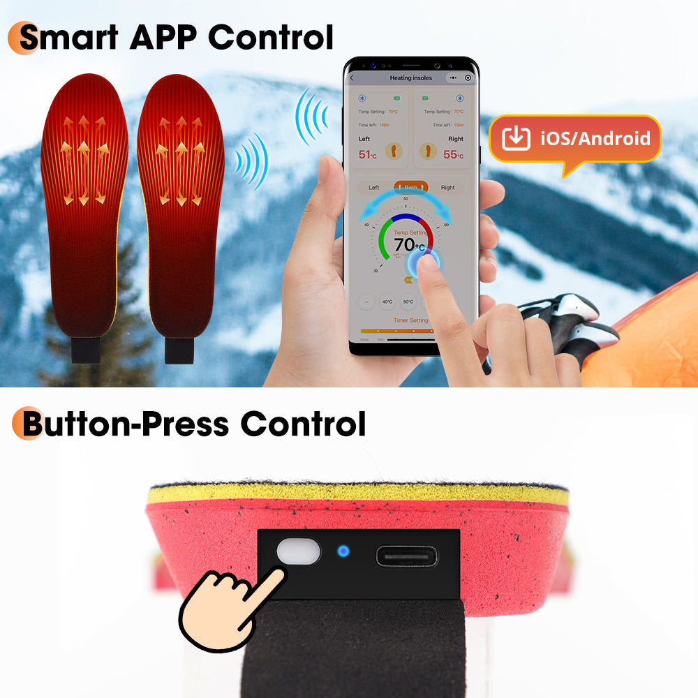 HailiCare Intelligent Heated Insoles APP Control USB Rechargeable Wireless Heating Insoles for Women Men 3000mAh Multi-Temperature Adjustable HailiCare Health & Beauty