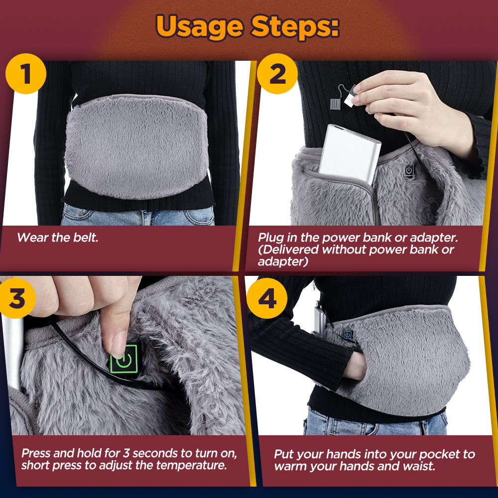 HailiCare Electric Heating Abdomen Belt 3 Levels Adjustable Heated Waist Belt Uterus Warming Pad Cold-Proof Uterine Belt Hand Waist Warming Pad Women Menstrual Relief Pain Uterus Hand Warmer HailiCare Health & Beauty