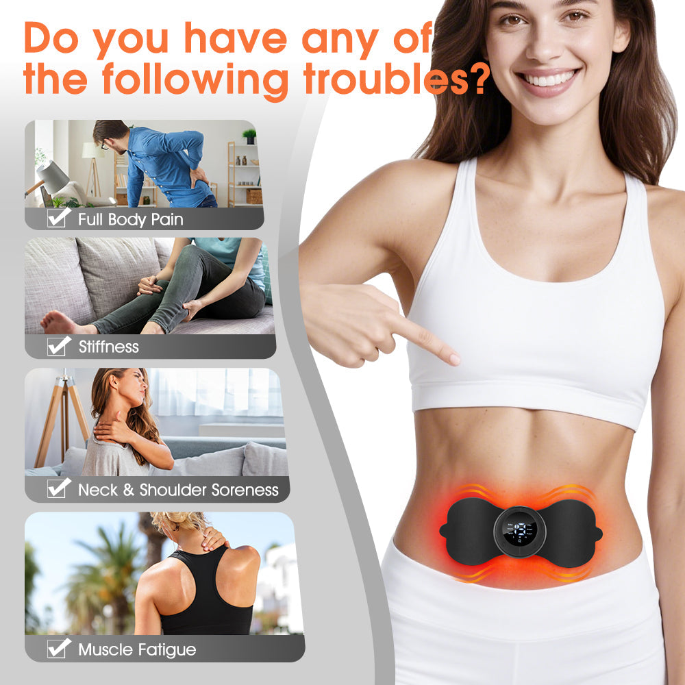 HailiCare Wireless Heating Pulse Muscle Stimulator Electric Cervical Massage Patch Low Frequency Pulse Massage Pad Neck Massager 6 Modes LCD Display Neck Stretcher Portable Mini Muscle Massager Neck Back Leg Muscle Stimulator HailiCare Health & Beauty