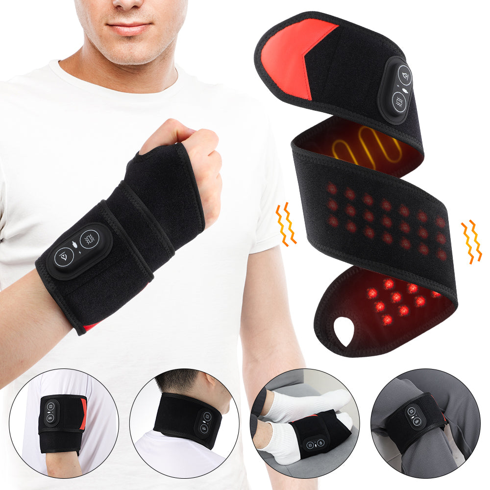 Cordless Wrist Heating Pad Massage, Heated Wrist Wrap Arm Straps with 3 Heat and Vibration Settings,3000mAh Portable Hand Wrap Brace to Keep Wrist Warmers Agdoad