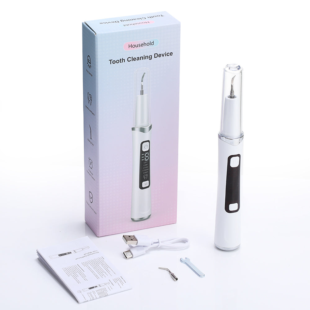 Electric Tooth Cleaner, 5 Modes & 9 Intensities with LED Light, 37kHz Sonic Cleaning for Home Use, Portable Teeth Cleaning Device, Type-C Rechargeable, White BearCris