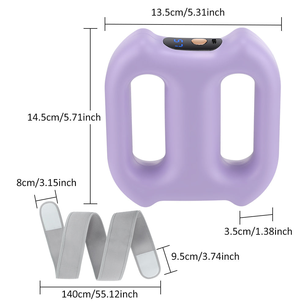 Fascia Ring Massager with 5 Intensity Levels & 3 Smart Modes, Cordless Dual Ring Fascia Tool with Strap for Hands-Free Use, Portable Vibration for Stomach Waist Back Thigh, Purple Agdoad