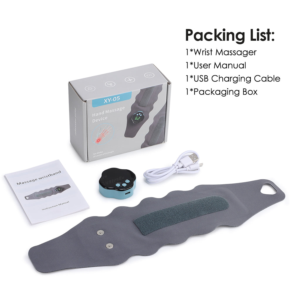 Cordless Wrist Massager Brace Wrap, Microcurrent Wrist Massager with 10 Modes & 29 Intensities, Hand Massage Device for Wrist Support Wrap for Fatigue Relief, Detachable Magnetic Controller Agdoad