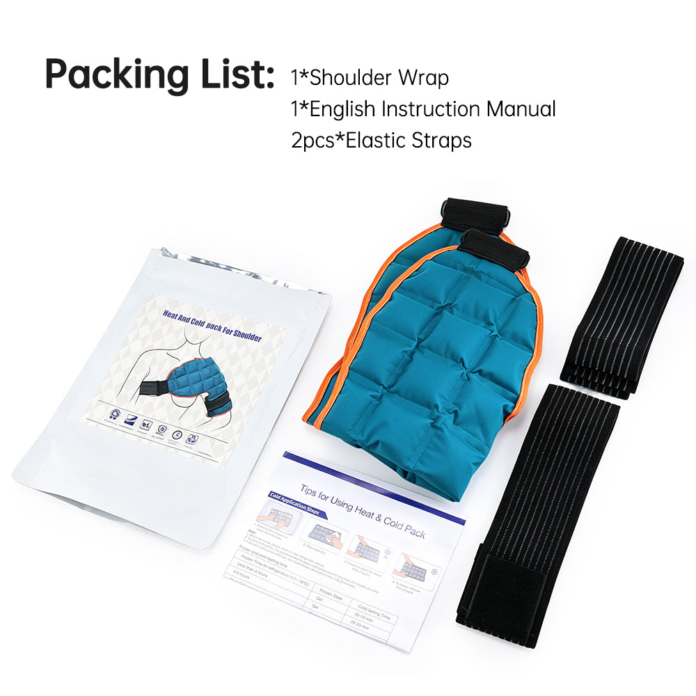 Shoulder Ice Pack Wrap for Hot and Cold Care, Reusable Self-Absorbing Water Resin Pad, Freeze and Microwave Safe, Adjustable with Elastic Straps for Shoulder Comfort, Dark Green Agdoad