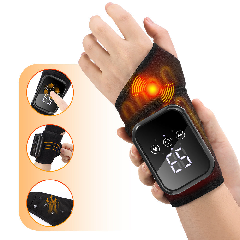 Heated Wrist Brace Wrap, Hand Wrist Massage with Wireless Controller, Two Motors & 3 Heat Settings, Wrist Brace for Left & Right Hand To Keep Wrist Warmers Support Agdoad