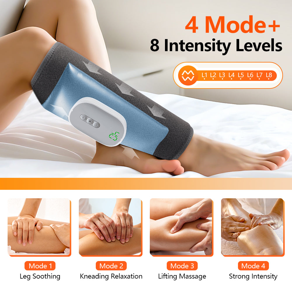 Wireless Leg Massager for Circulation Electric Calf Air Compression Massager Cordless Air Pressure Leg Massager with 8 Intensities 4 Modes Muscle Relaxation HailiCare Health & Beauty