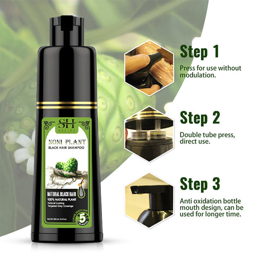 3 in 1Instant Black Hair Dye Shampoo Organic Natural Plant Hair Dye for Women Men Cover Gray White Hair For All Hair Types HailiCare