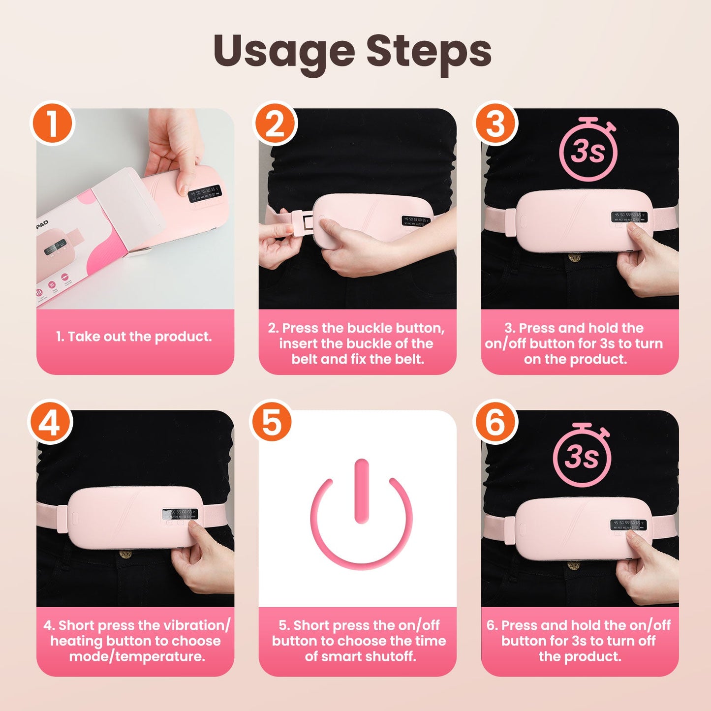HailiCare Menstrual Relief Portable Cordless Heating Pad Electric Fast Heating Vibration Massage Belt Reduce Dysmenorrhea Abdominal Warmer Belt Women Period Heating Belt with 5 Heat Levels and 4 Massage Modes HailiCare Health & Beauty