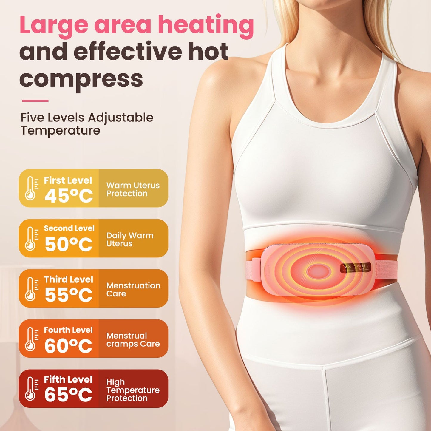 HailiCare Menstrual Relief Portable Cordless Heating Pad Electric Fast Heating Vibration Massage Belt Reduce Dysmenorrhea Abdominal Warmer Belt Women Period Heating Belt with 5 Heat Levels and 4 Massage Modes HailiCare Health & Beauty