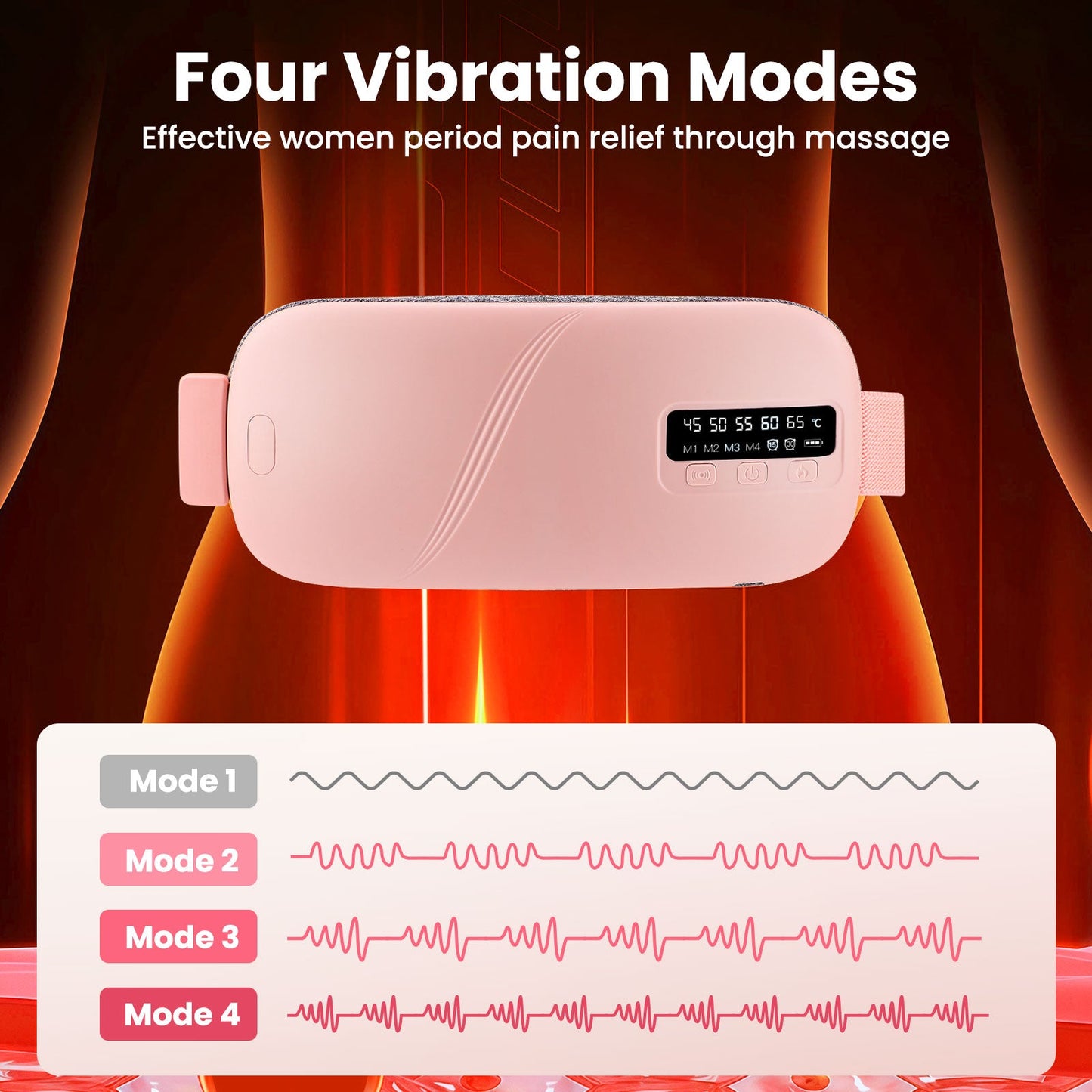 HailiCare Menstrual Relief Portable Cordless Heating Pad Electric Fast Heating Vibration Massage Belt Reduce Dysmenorrhea Abdominal Warmer Belt Women Period Heating Belt with 5 Heat Levels and 4 Massage Modes HailiCare Health & Beauty