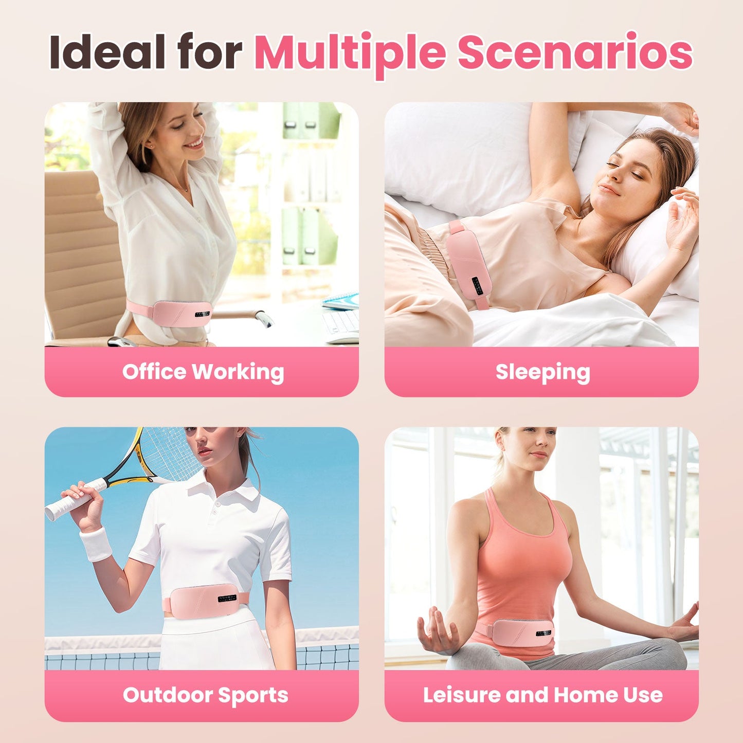 HailiCare Menstrual Relief Portable Cordless Heating Pad Electric Fast Heating Vibration Massage Belt Reduce Dysmenorrhea Abdominal Warmer Belt Women Period Heating Belt with 5 Heat Levels and 4 Massage Modes HailiCare Health & Beauty