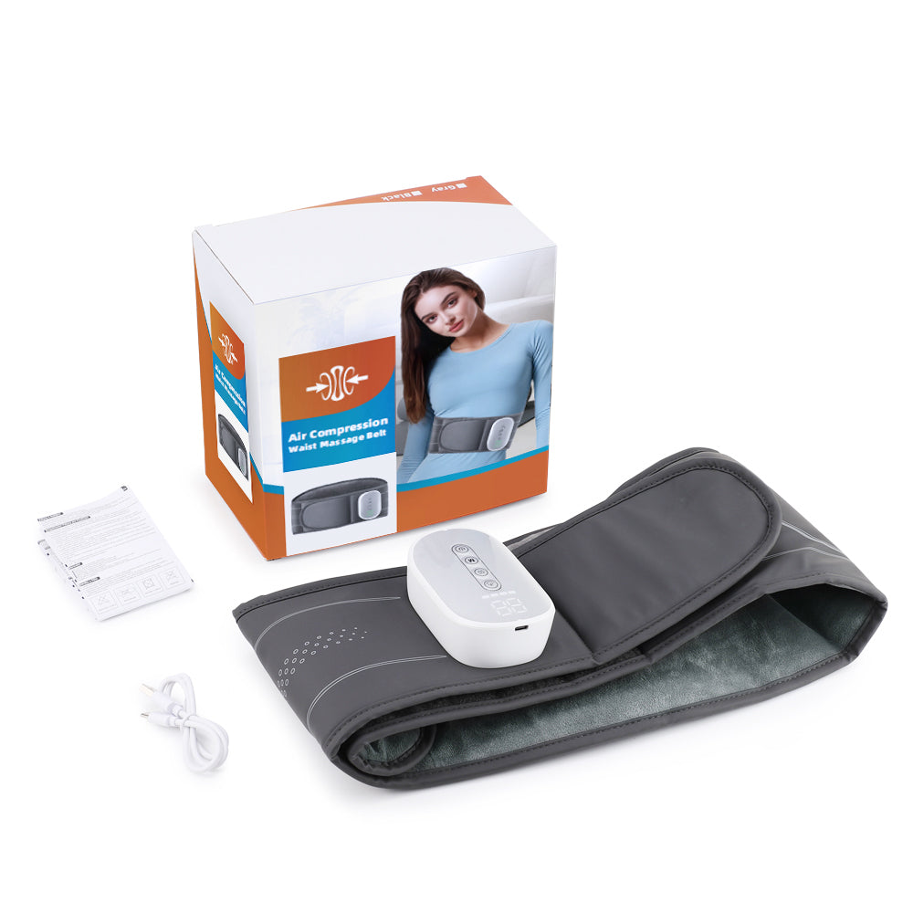 Cordless Heated Airbag Lumbar Massager, 3 Airbag Modes 4 Heat Levels 4 Intensity Levels, Portable Waist Support Belt with 2000mAh Battery for Muscle Relaxation Fatigue Relief Hwallkare
