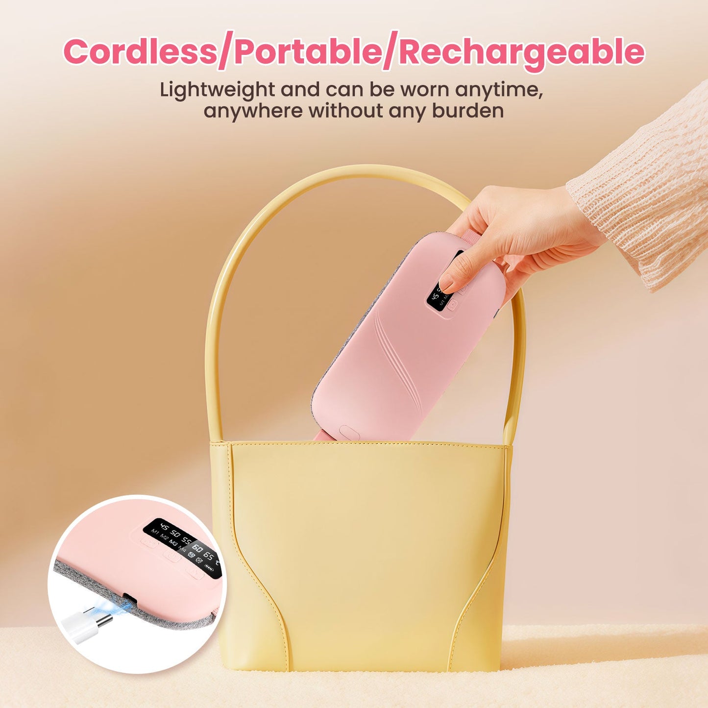 HailiCare Menstrual Relief Portable Cordless Heating Pad Electric Fast Heating Vibration Massage Belt Reduce Dysmenorrhea Abdominal Warmer Belt Women Period Heating Belt with 5 Heat Levels and 4 Massage Modes HailiCare Health & Beauty