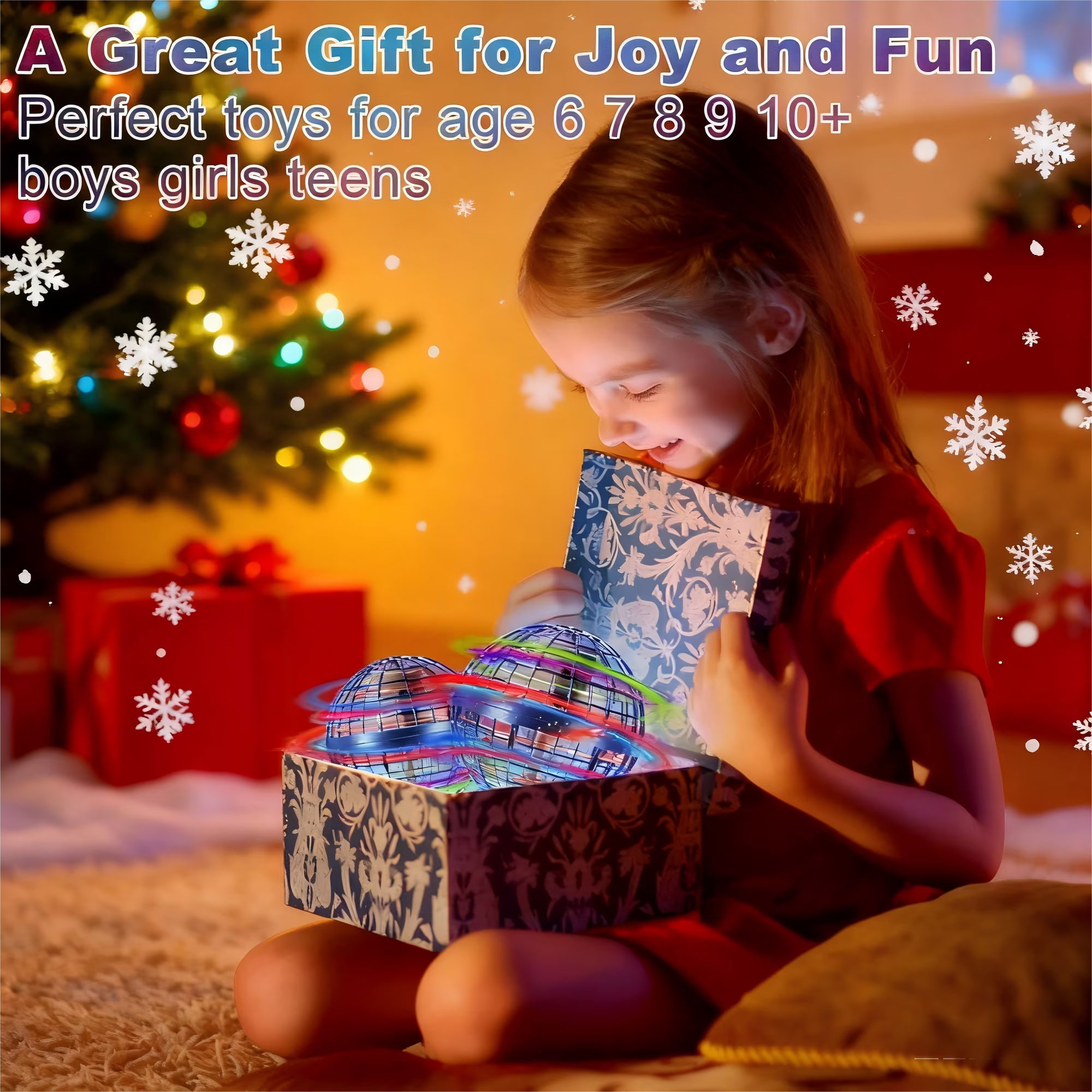 Flying Orb Ball Toys 360°Rotating Soaring Hover Orb Boomerang Spinner Magic LED Light Flying Ball Toys Hand Controlled Spinning Drone Ball Safe for Kids Adults Indoor Outdoor, Age for 6+ Agdoad
