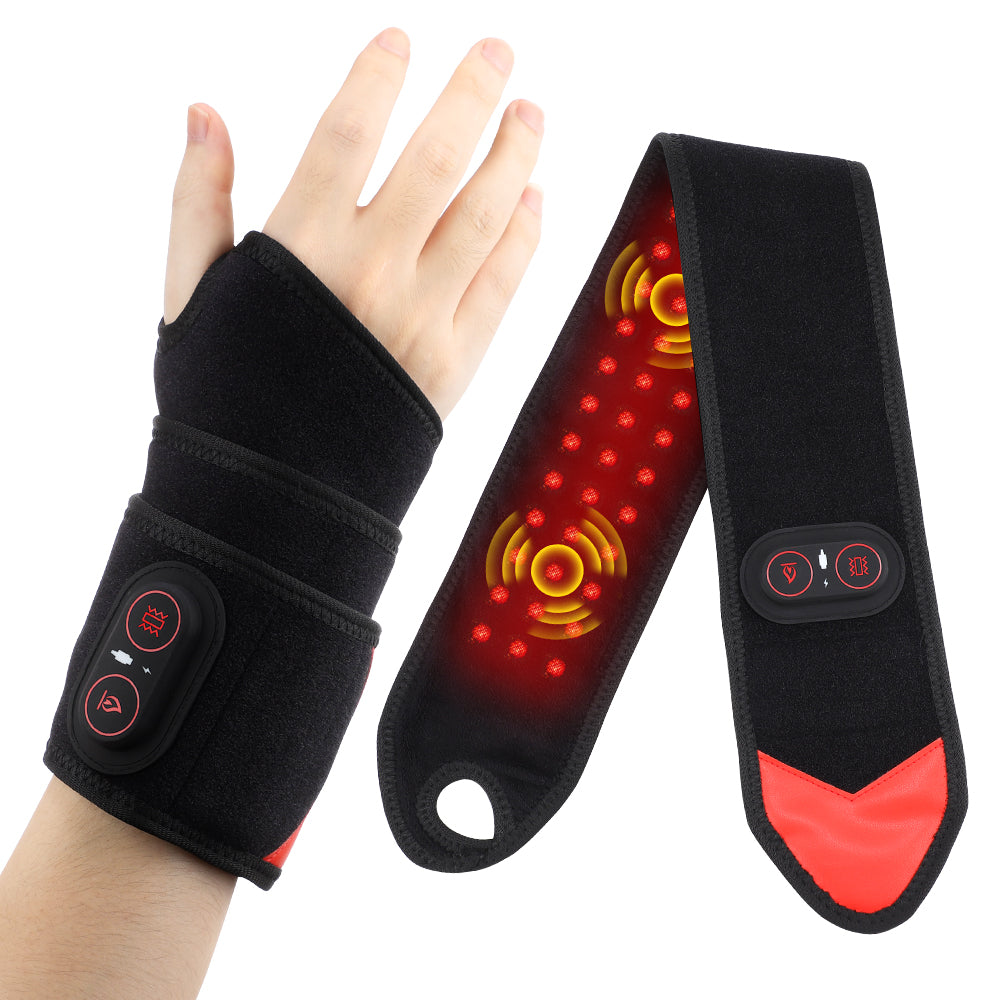 Cordless Wrist Heating Pad Massage, Heated Wrist Wrap Arm Straps with 3 Heat and Vibration Settings,3000mAh Portable Hand Wrap Brace to Keep Wrist Warmers Agdoad