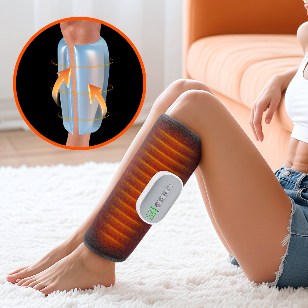 Heated Wireless Leg Massager for Circulation, Cordless Air Compression Calf Massager with 4 Heating Levels 8 Intensities 4 Modes for Fatigue Relief, Gifts for Men Women (Single) Hwallkare
