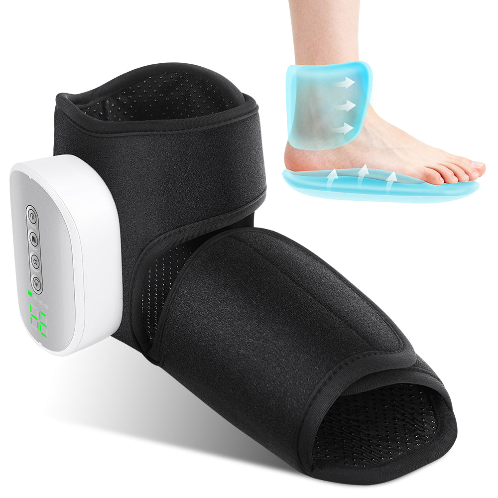 Cordless Heated Foot Ankle Massager with 3 Modes 4 Intensity 4 Heat Levels, 3000mAh Rechargeable Dual-Airbag Foot Air Compression Massager Wrap for Muscle Fatigue Relaxation, Black Hwallkare