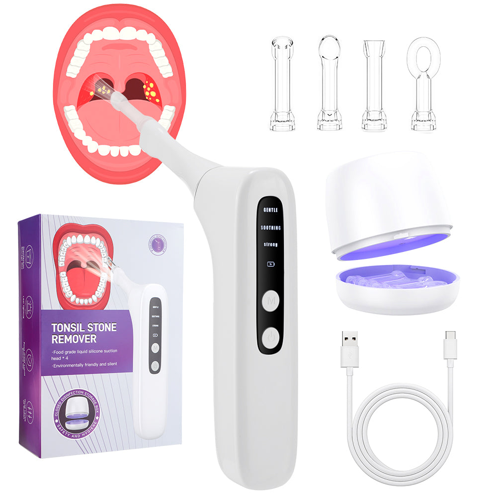 Tonsil Stone Remover, 3 Modes Adjustable Tonsil Stone Vacuum with LED Light Tonsil Stone Water Flosser for Men Women BearCris
