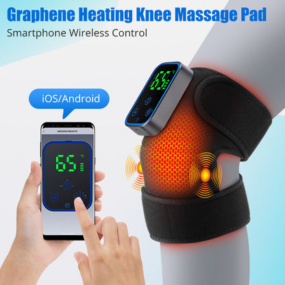 HailiCare Detachable Wireless APP Control Electric Heating Vibrating Shoulder & Knee Massager Kit 7 Temperature Levels 3 Timing Level Pain Relief 3 Levels Timer Massage Belt Brace Touch Control LCD Display Graphene Heating Shoulder & Knee Support Strap HailiCare Health & Beauty