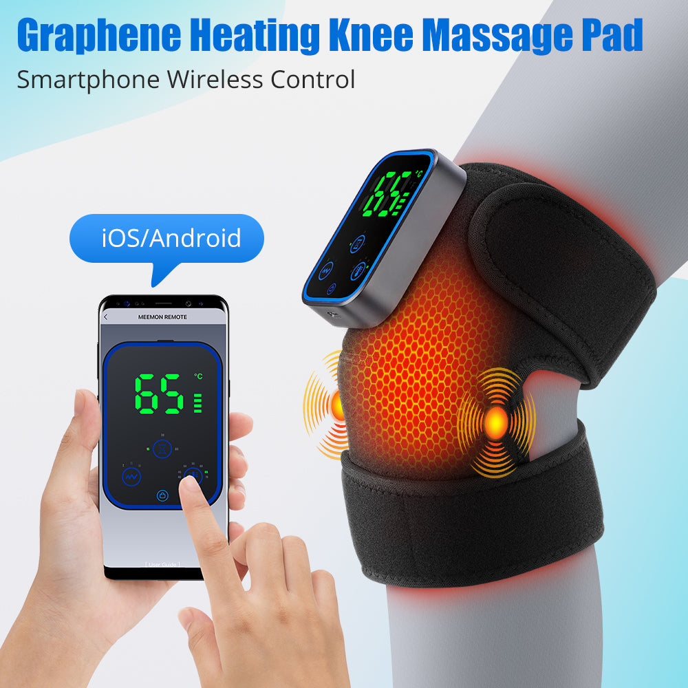Wireless Knee Massager with Heat, 3 in 1 Graphene Heating Knee Wrap, 7 Temperature Levels, 3 Vibration Modes & Timer, App Manual Control, Soft Warm Material, Knee Massager for Knee, Shoulder, Elbow Agdoad