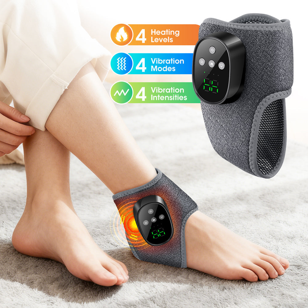 Cordless Ankle Massager with 4 Heat Levels 4 Vibration Modes & 4 Intensities, Rechargeable Heating Ankle Wrap, Portable Heated Ankle Brace for Foot Relaxation, Fatigue Relieve for Left and Right Feet HailiCare Health & Beauty