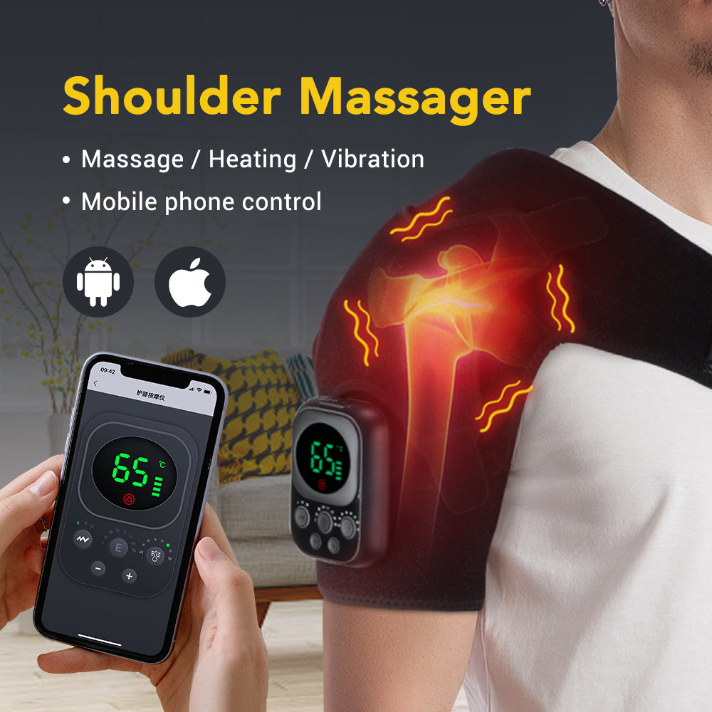 HailiCare Detachable Button Version Wireless APP Control Electric Heating Back Shoulder & Knee Brace Adjustable Belt Heating Vibration 3 Gears 7 Temperature Levels EMS Relax Muscles Improve Blood Circulation Relieve Neck Shoulder Pain HailiCare Health & Beauty