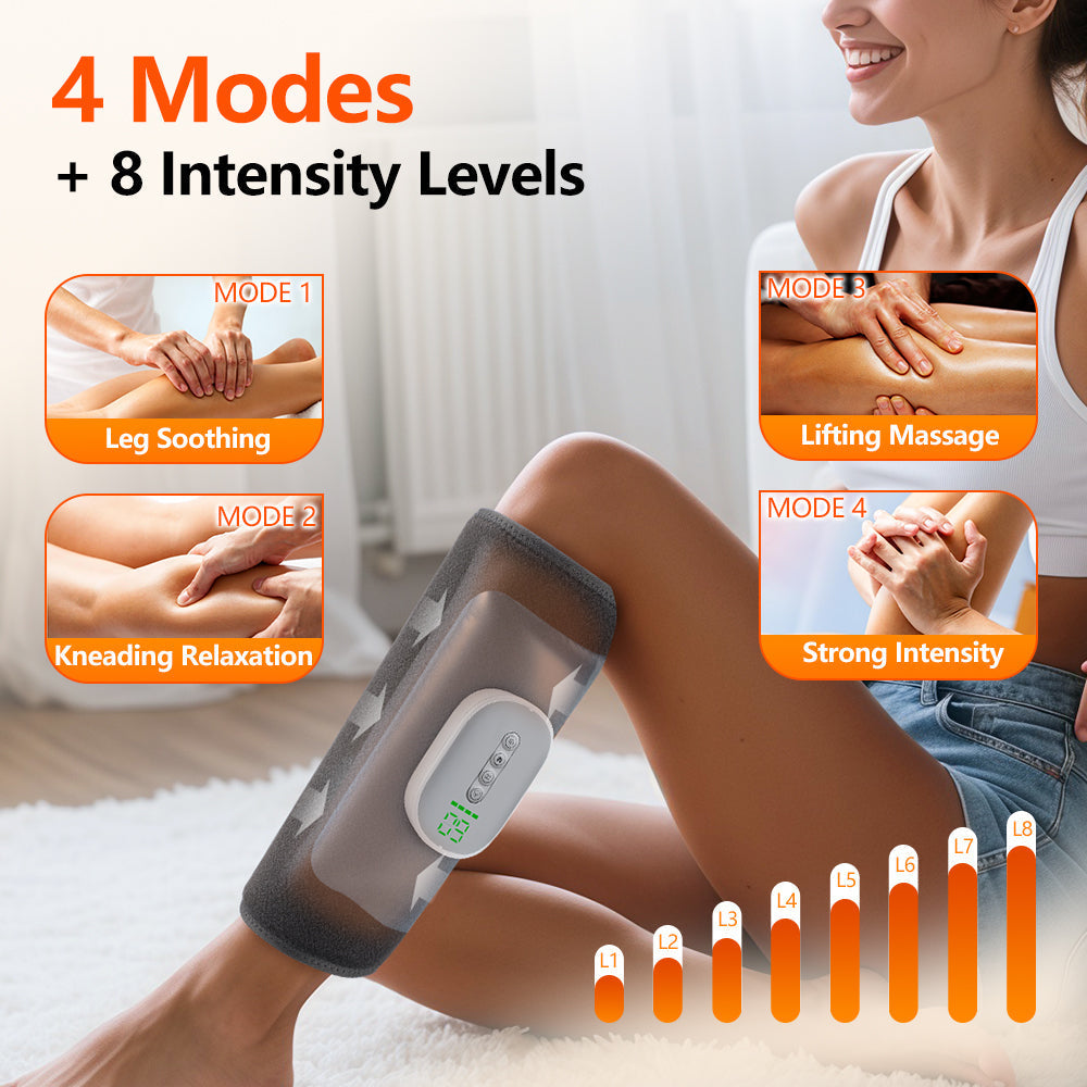 Heated Wireless Leg Massager for Circulation, Cordless Air Compression Calf Massager with 4 Heating Levels 8 Intensities 4 Modes for Fatigue Relief, Gifts for Men Women (Pair) Hwallkare
