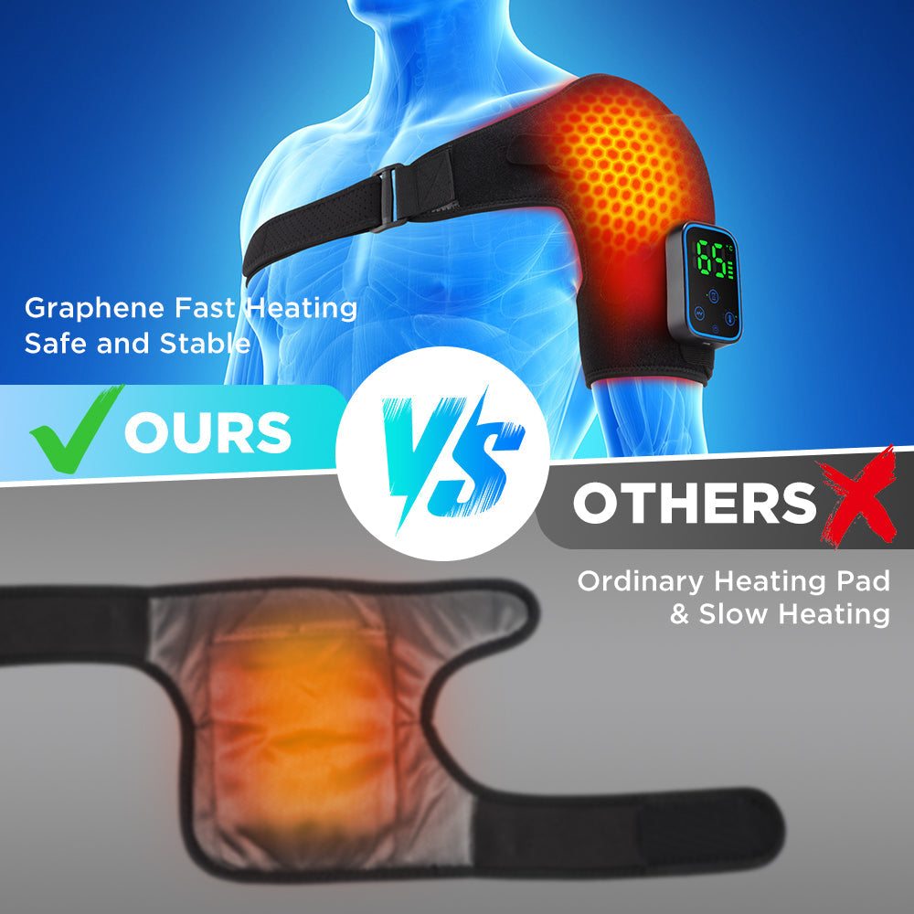 Detachable Wireless APP Control Electric Heating Vibration Shoulder Massager Brace 7 Temperature Levels 3 Timing Level Pain Relief 3 Levels Timer Shoulder Massage Belt Brace Touch Control LCD Display Graphene Heating Shoulder Support Strap HailiCare Health & Beauty