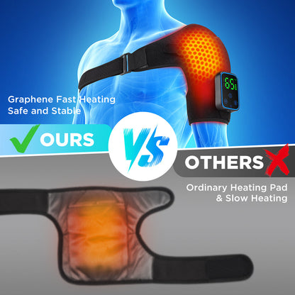 Detachable Wireless APP Control Electric Heating Vibration Shoulder Massager Brace 7 Temperature Levels 3 Timing Level Pain Relief 3 Levels Timer Shoulder Massage Belt Brace Touch Control LCD Display Graphene Heating Shoulder Support Strap HailiCare Health & Beauty