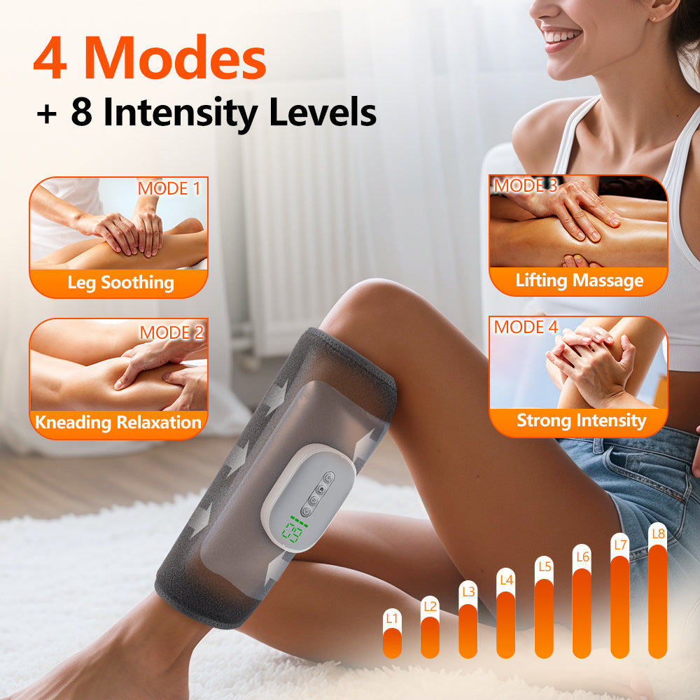 HailiCare Wireless Leg Heating Massager for Circulation Electric Calf Air Compression Massager with 4 Heating Levels Cordless Air Pressure Leg Massager with 8 Intensities 4 Modes Muscle Relaxation HailiCare Health & Beauty