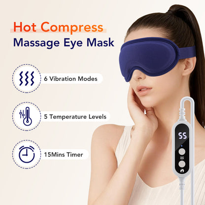 HailiCare Electric Eye Mask 5-Level Hot Compress 6 Vibration Eye Mask 3D Massage Sleep Shading Mask Warm Eye Heated Compress Mask for Dry Eyes HailiCare Health & Beauty
