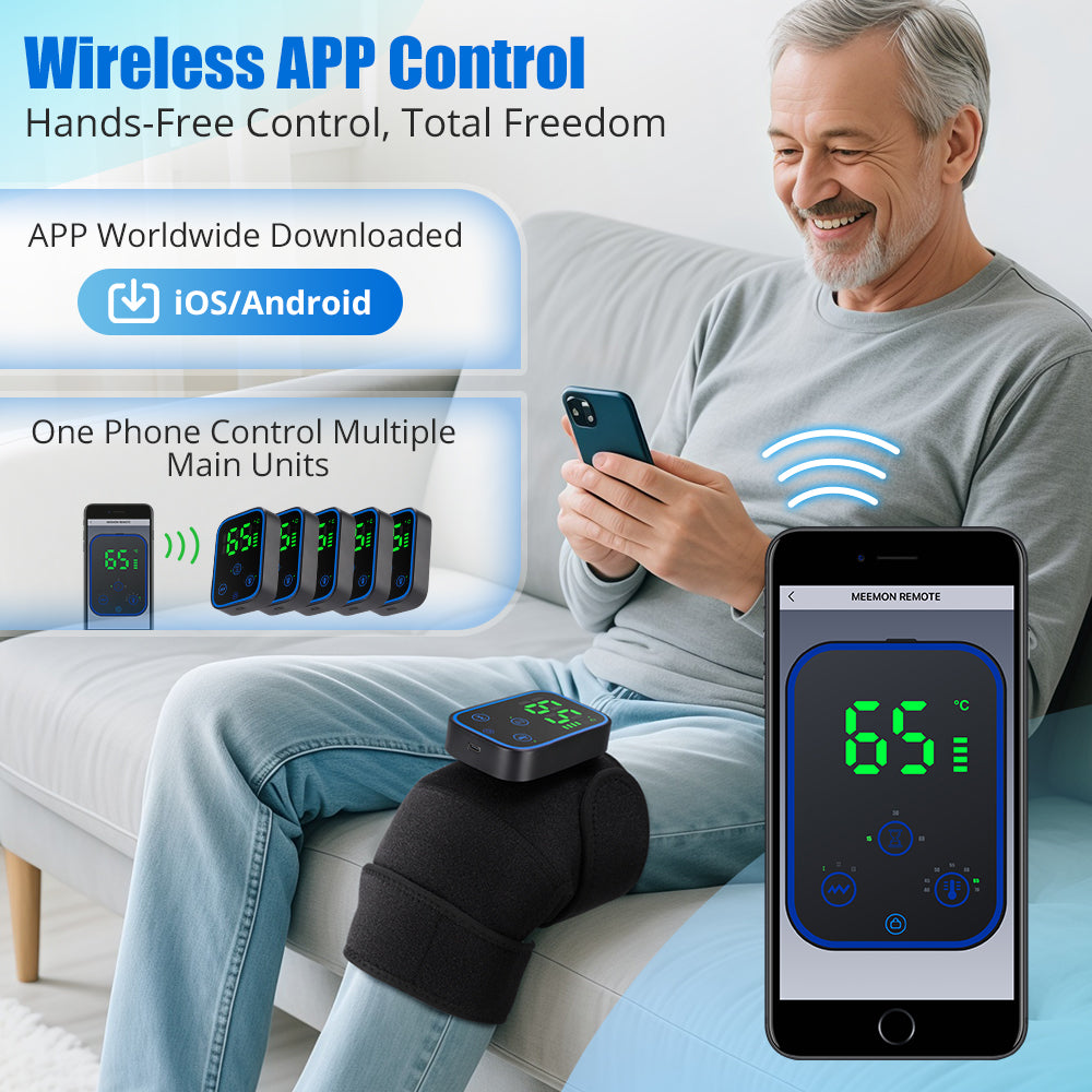 Wireless Knee Massager with Heat, 3 in 1 Graphene Heating Knee Wrap, 7 Temperature Levels, 3 Vibration Modes & Timer, App Manual Control, Soft Warm Material, Knee Massager for Knee, Shoulder, Elbow Agdoad