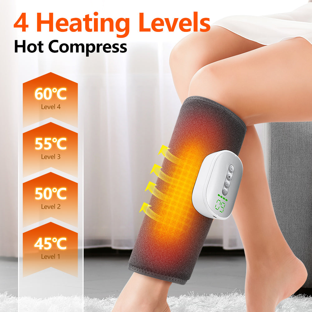 Heated Wireless Leg Massager for Circulation, Cordless Air Compression Calf Massager with 4 Heating Levels 8 Intensities 4 Modes for Fatigue Relief, Gifts for Men Women (Pair) Hwallkare