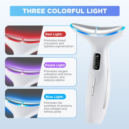 HailiCare Microcurrent Neck Beauty Device with 3 Massage Modes Lifting Firming Massage Beauty Instrument Tighten Skin Care Tool Vibration Facial Massager LED Facial Chin Lifting Machine HailiCare Health & Beauty