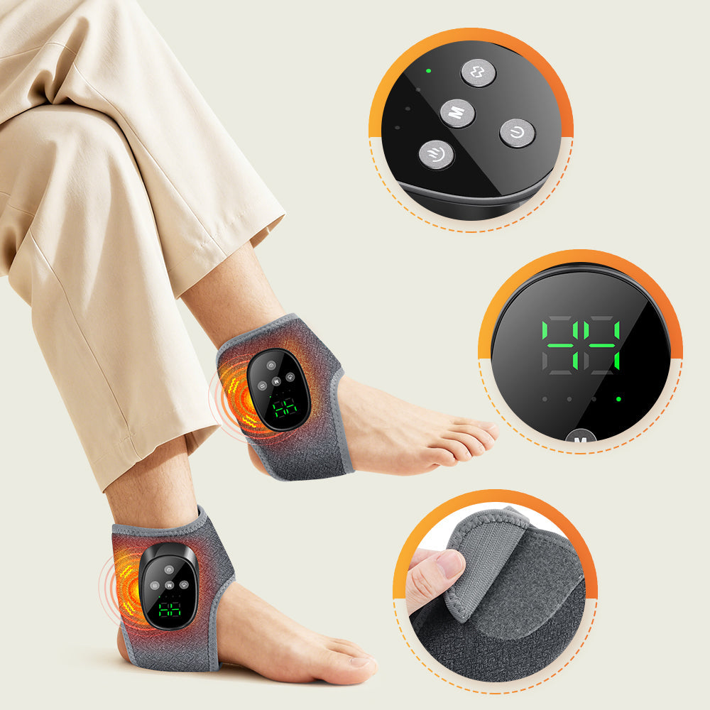 Cordless Ankle Massager with 4 Heat Levels 4 Vibration Modes & 4 Intensities, Rechargeable Heating Ankle Wrap, Portable Heated Ankle Brace for Foot Relaxation, Fatigue Relieve for Left and Right Feet HailiCare Health & Beauty