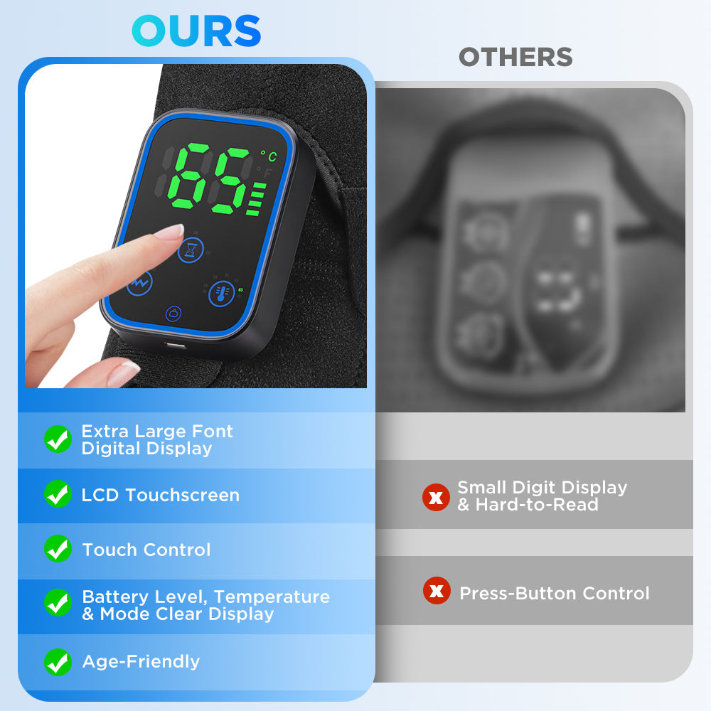 Detachable Wireless APP Control Electric Heating Vibration Shoulder Massager Brace 7 Temperature Levels 3 Timing Level Pain Relief 3 Levels Timer Shoulder Massage Belt Brace Touch Control LCD Display Graphene Heating Shoulder Support Strap HailiCare Health & Beauty