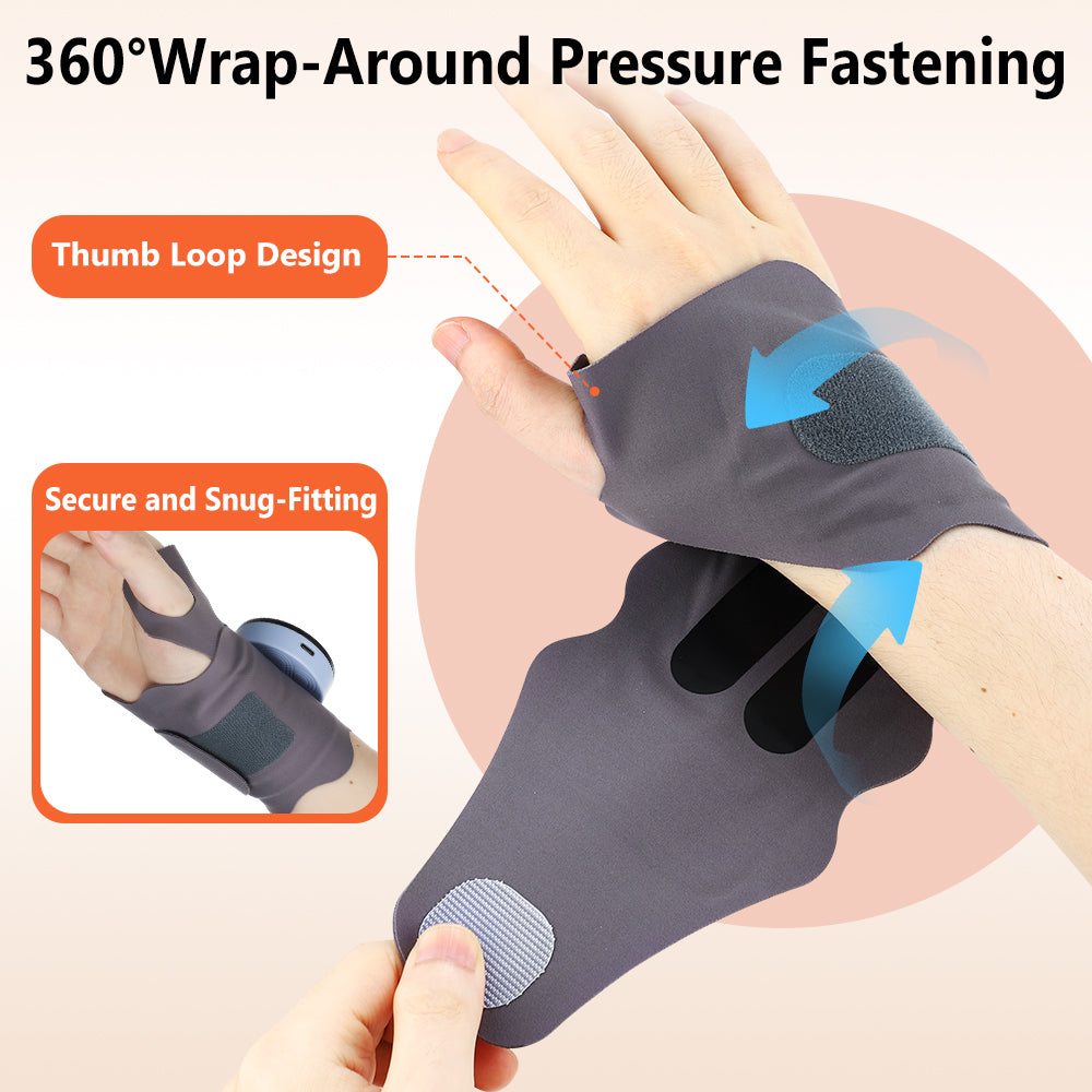 Microcurrent Wrist Massager Brace Wrap, Cordless Hand Massager with 10 Modes & 29 Intensity Levels, Microcurrent Muscle Massage, Magnetic Detachable Design for Left & Right Hand, Office Home Travel Agdoad