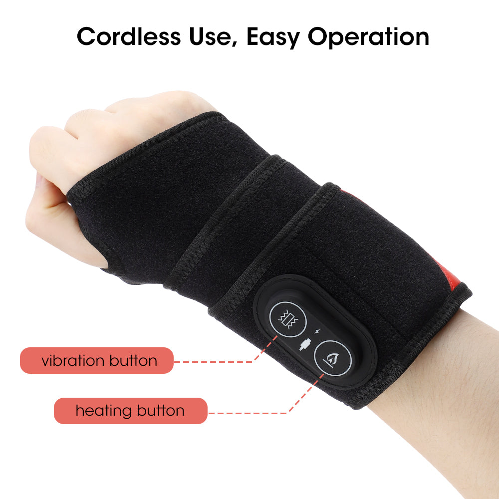 Cordless Wrist Heating Pad Massage, Heated Wrist Wrap Arm Straps with 3 Heat and Vibration Settings,3000mAh Portable Hand Wrap Brace to Keep Wrist Warmers Agdoad
