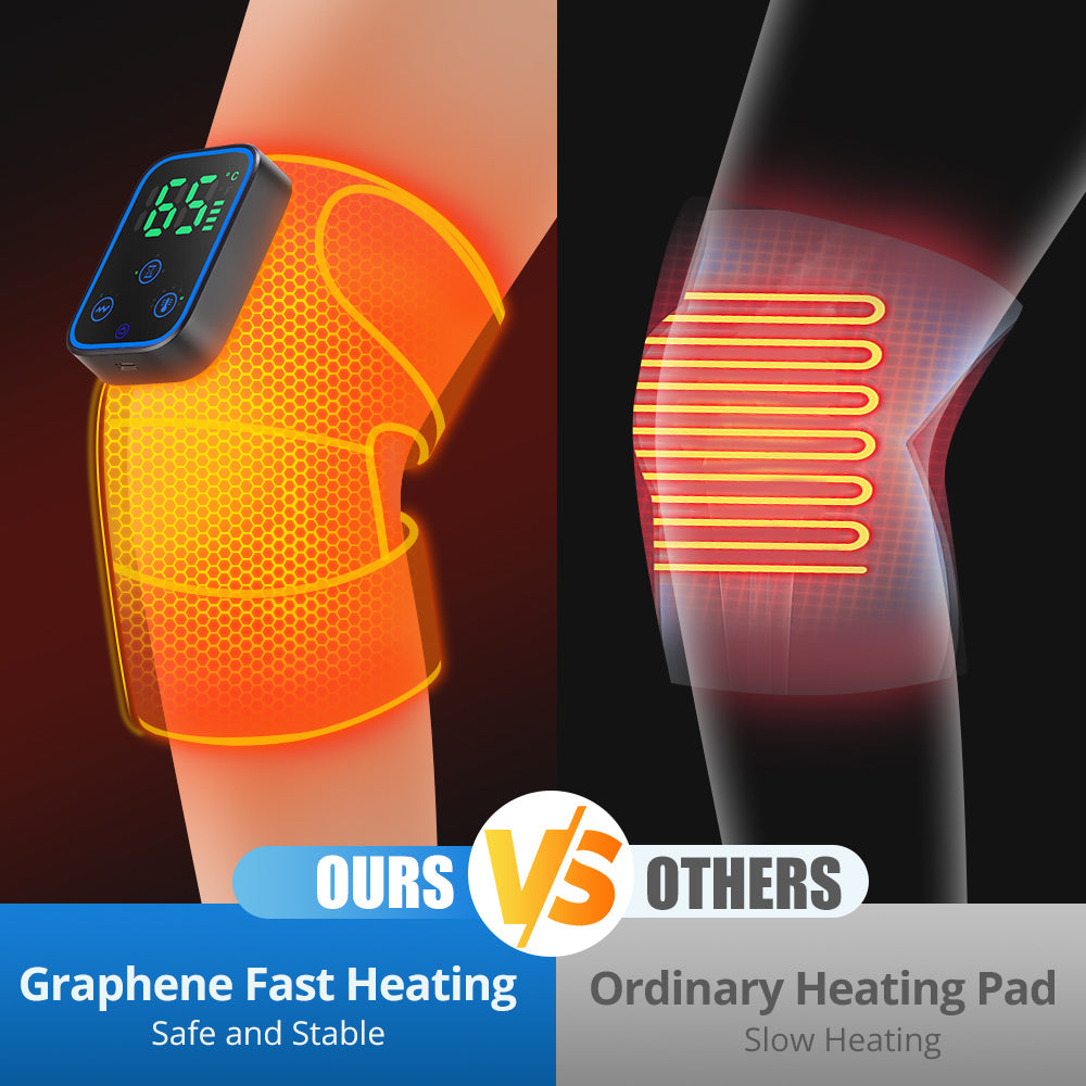 Wireless Knee Massager with Heat, 3 in 1 Graphene Heating Knee Wrap, 7 Temperature Levels, 3 Vibration Modes & Timer, App Manual Control, Soft Warm Material, Knee Massager for Knee, Shoulder, Elbow Agdoad