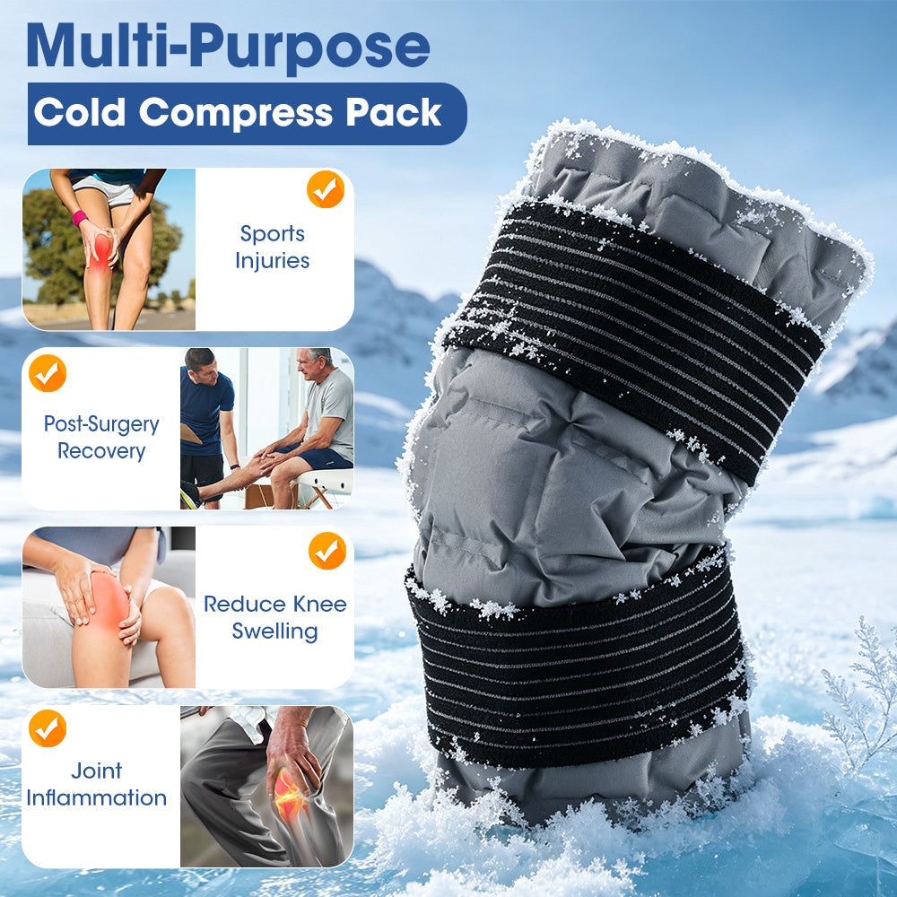 Agdoad Knee Ice Pack Wrap Large Reusable Ice Pack Self-Absorbing Water Resin Hot/Cold Compress for Knee Relief Hot and Cold Wrap after Sports Agdoad
