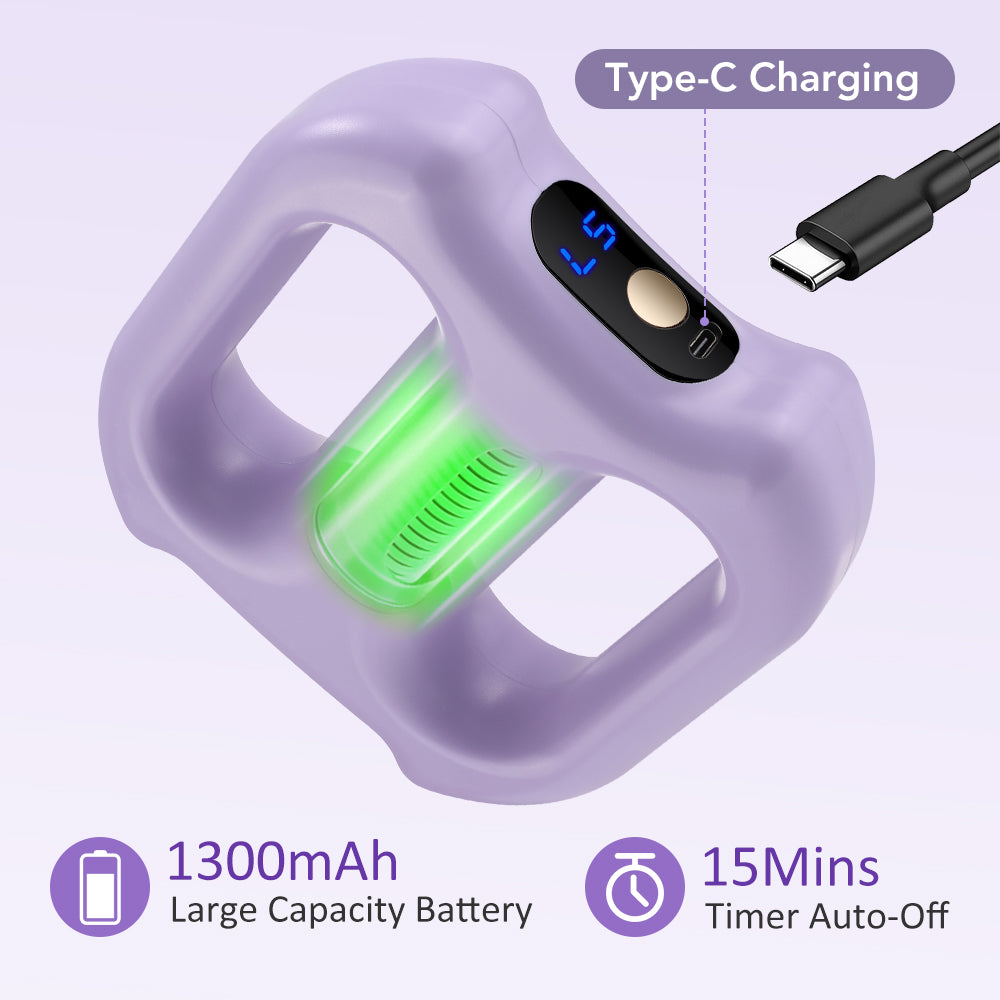Fascia Ring Massager with 5 Intensity Levels & 3 Smart Modes, Cordless Dual Ring Fascia Tool with Strap for Hands-Free Use, Portable Vibration for Stomach Waist Back Thigh, Purple Agdoad