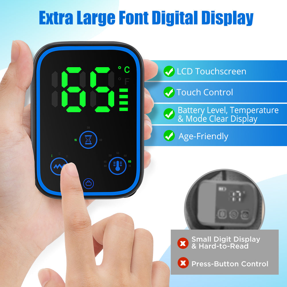 Graphene Heating Knee Massager 7 Levels Temperature 3 Levels Timer Vibration Heated Knee Pad for Knee Shoulder Elbow Arthritis Warm Wrap Large LCD Display Knee Brace for Joint Pain Relief Hot Compress Vibration Massage HailiCare Health & Beauty