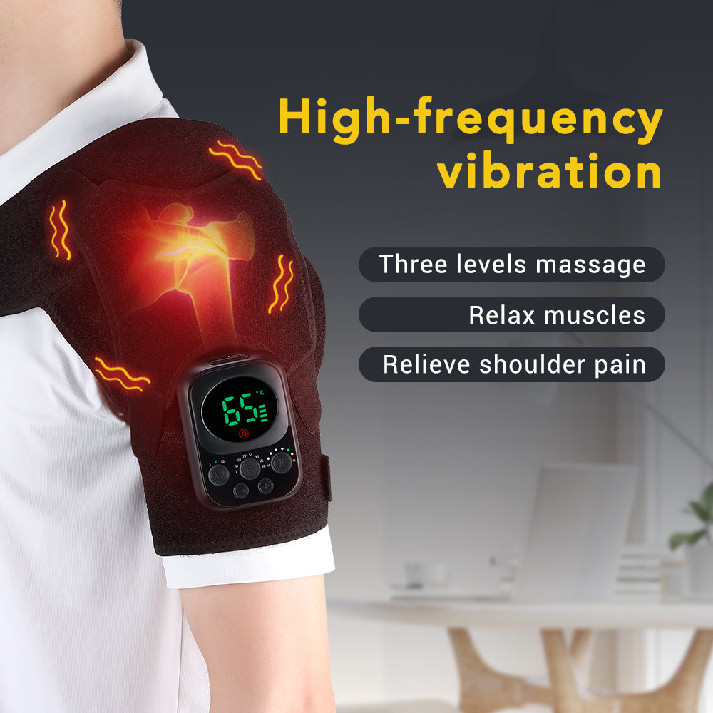 Shoulder Massager Electric Heating Back Shoulder Brace Adjustable Belt Heating Vibration 3 Gears Detachable Wireless Control Relax Muscles Improve Blood Circulation Relieve Neck Shoulder Pain Arthritis Joint Injury HailiCare Health & Beauty