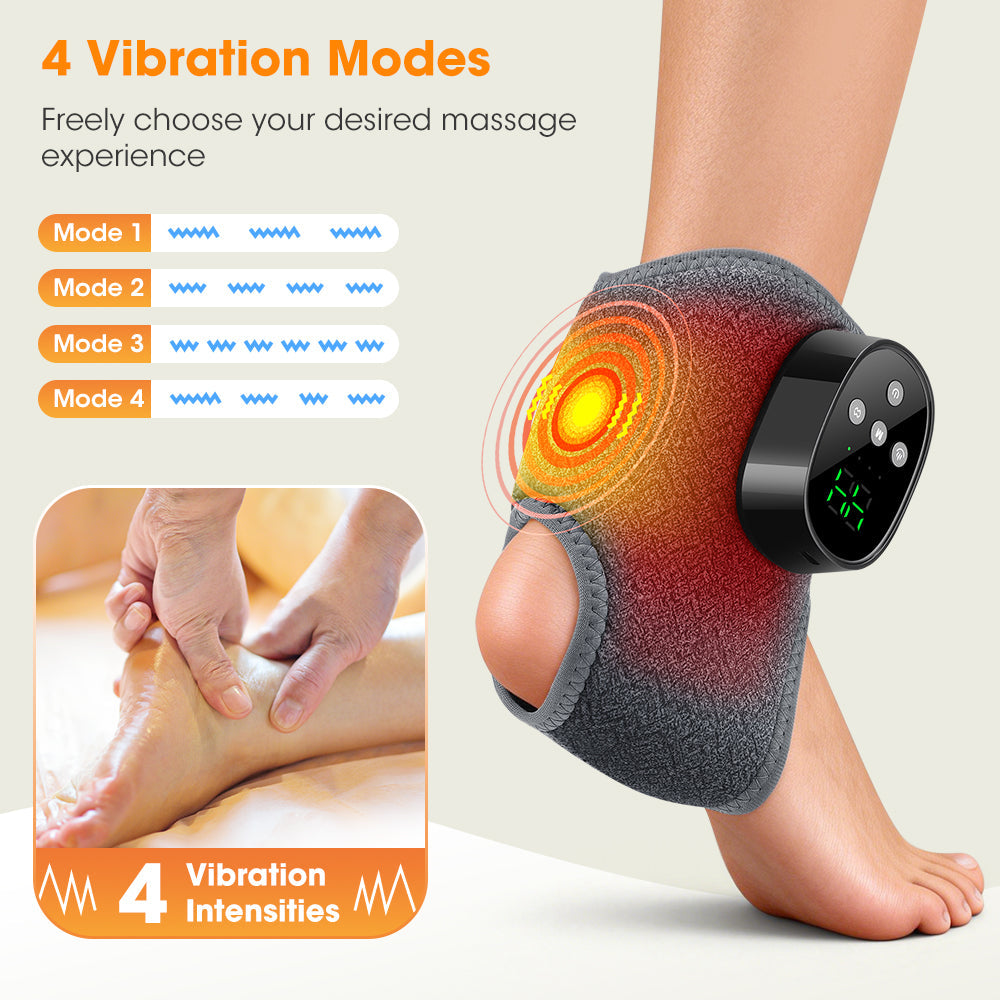 Cordless Ankle Massager with 4 Heat Levels 4 Vibration Modes & 4 Intensities, Rechargeable Heating Ankle Wrap, Portable Heated Ankle Brace for Foot Relaxation, Fatigue Relieve for Left and Right Feet HailiCare Health & Beauty